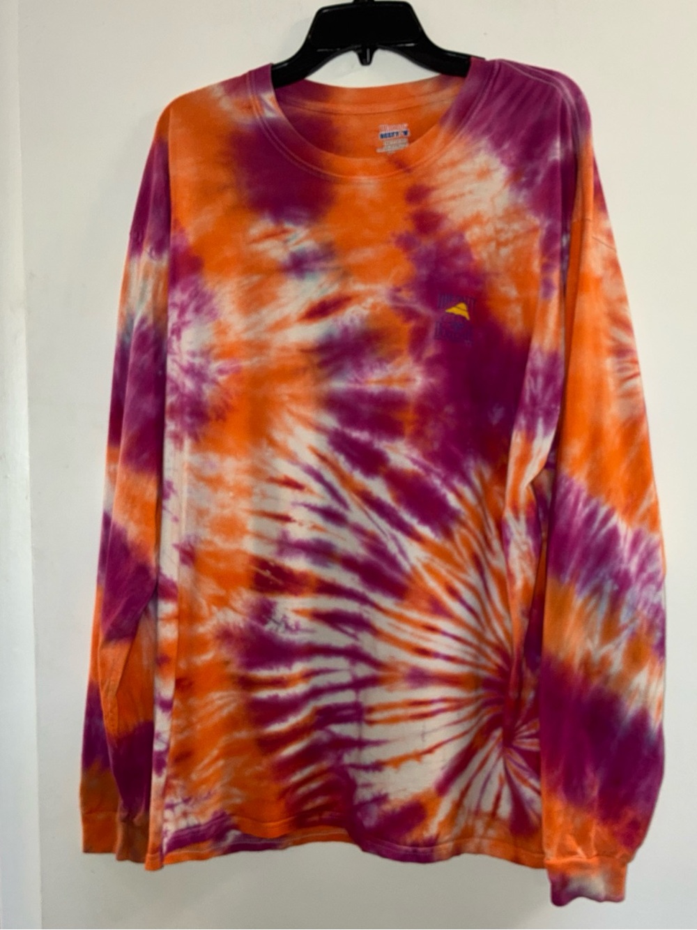 Hanes Beefy-T Tie-Dye Tee in Orange & Purple Accents